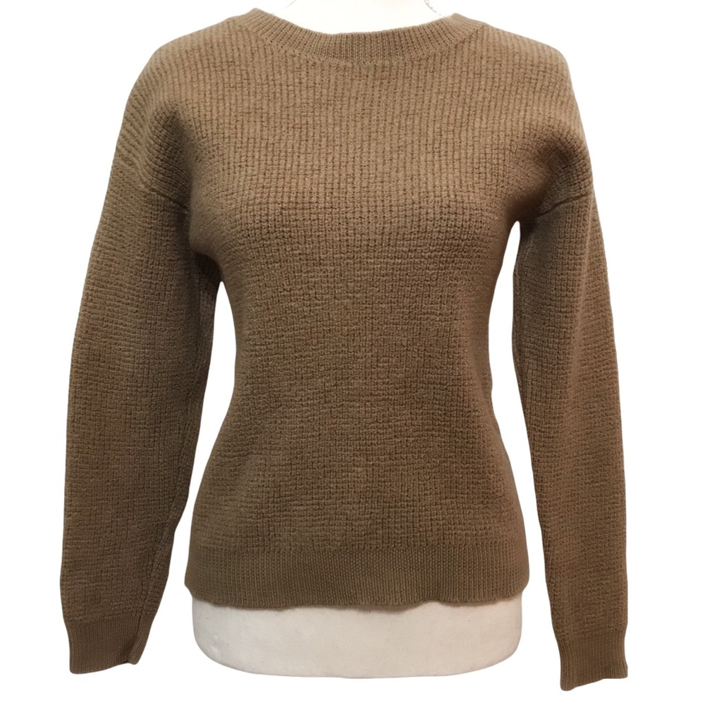 ARITZIA WILFRED FREE TAN 100% MERINO WOOL CREWNECK SWEATER -M - Picture 1 of 10